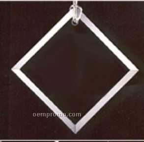 Classy Ornamentals. Beveled Square Starfire Glass Ornament W/Hole To Hang.