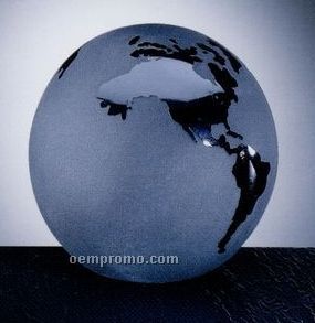 Frost Black Molten Glass World Globe W/ Flat Bottom (3")