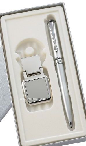 Ballpoint Pen With Square Money Clip Gift Set