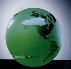 Frost Green Molten Glass World Globe W/ Flat Bottom (3
