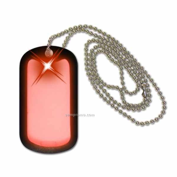 Light Up Dog Tag Necklace W/ Red LED