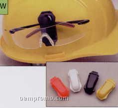 White Adhesive Eyewear Clip For Safety Helmet Attachment