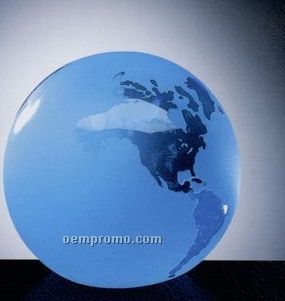 Frost Blue Molten Glass World Globe W/ Flat Bottom (3")