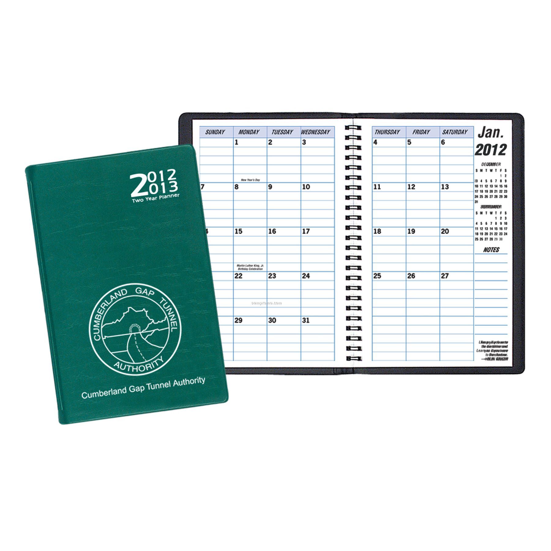 Two Year Monthly Desk Planner W/ Continental Vinyl