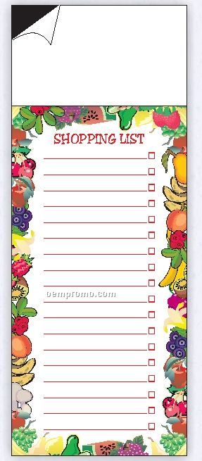 25 Sheet Fruit Border Shopping List W/ Magnet (3-1/2"X9")