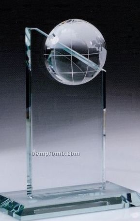 Small Jade Glass World Globe Pinnacle Award (5"X6-1/2")