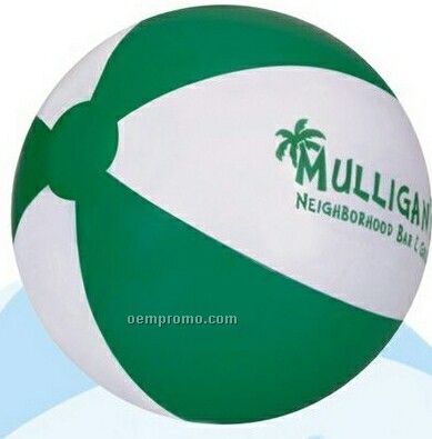 16" Inflatable Alternating Green & White Beach Ball