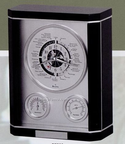 Bulova Executive Collection Monarch Clock & Thermometer (9"X7"X3")