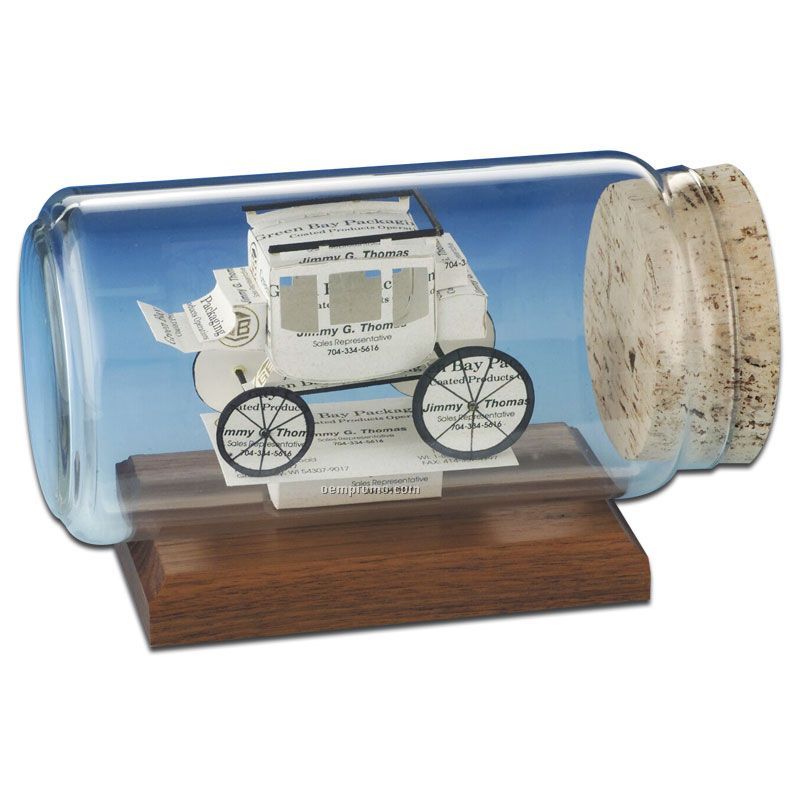 Business Card In A Bottle Sculpture - Stage Coach