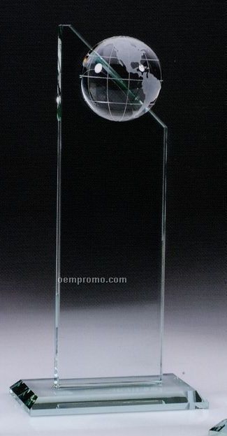 Large Jade Glass World Globe Pinnacle Award (5"X10-1/2")