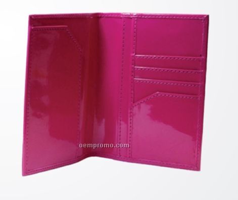 Pink Patent Leatherette Passport Bi Fold Cover