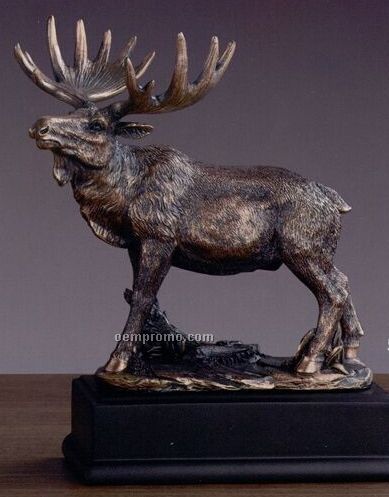 Standing Moose Trophy On Rectangle Base (7"X8")