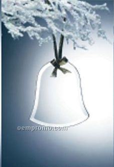 Alicia Beveled Economy Ornament-bell W/Gold Ribbon For Hanging-jade Glass