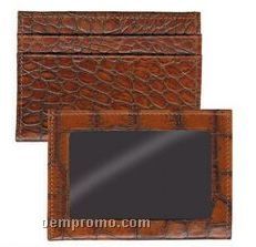 Brown Crocodile Leather Credit Card/ Id Wallet