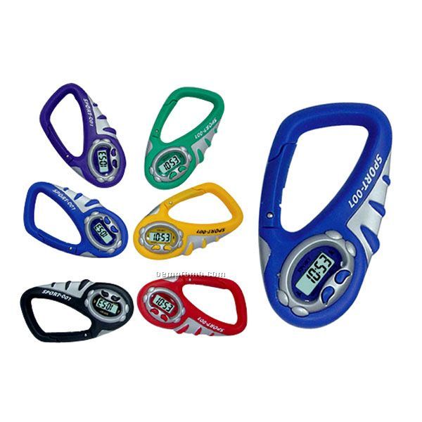 Carabiners Keychain With Clock
