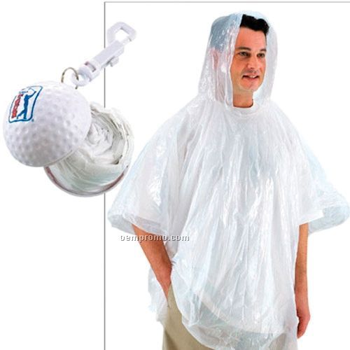Golf Ball Container W/ Folding Pvc Weatherproof Poncho & Hook