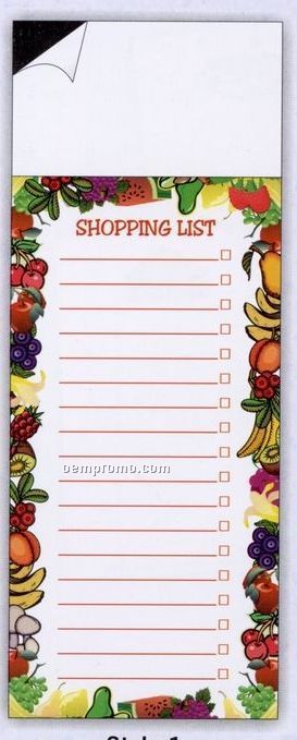 50 Sheet Fruit Border Shopping List W/ Magnet (3-1/2"X9")