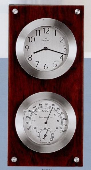 Bulova Mariner Maritime Collection Clock & Thermometer (14.5"X7"X1.75")