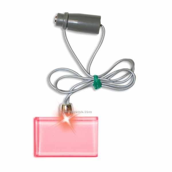 Light Up Necklace W/ Frosted Rectangle Pendant - Red