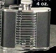 Stainless Steel Chrome & Black Leather Flask (4 Oz.)
