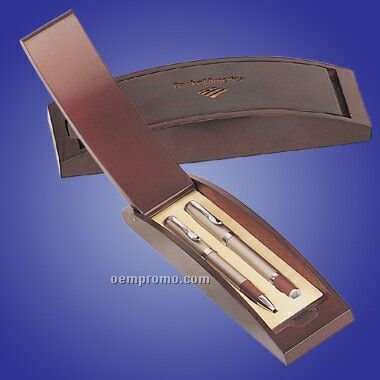 Double Pen Set In Rosewood Box (Screened)