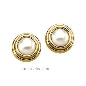 Ladies' 14ky 15mm Mabe Cultured Pearl Earring
