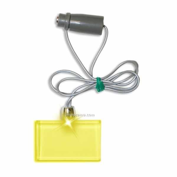 Light Up Necklace W/ Frosted Rectangle Pendant - Yellow