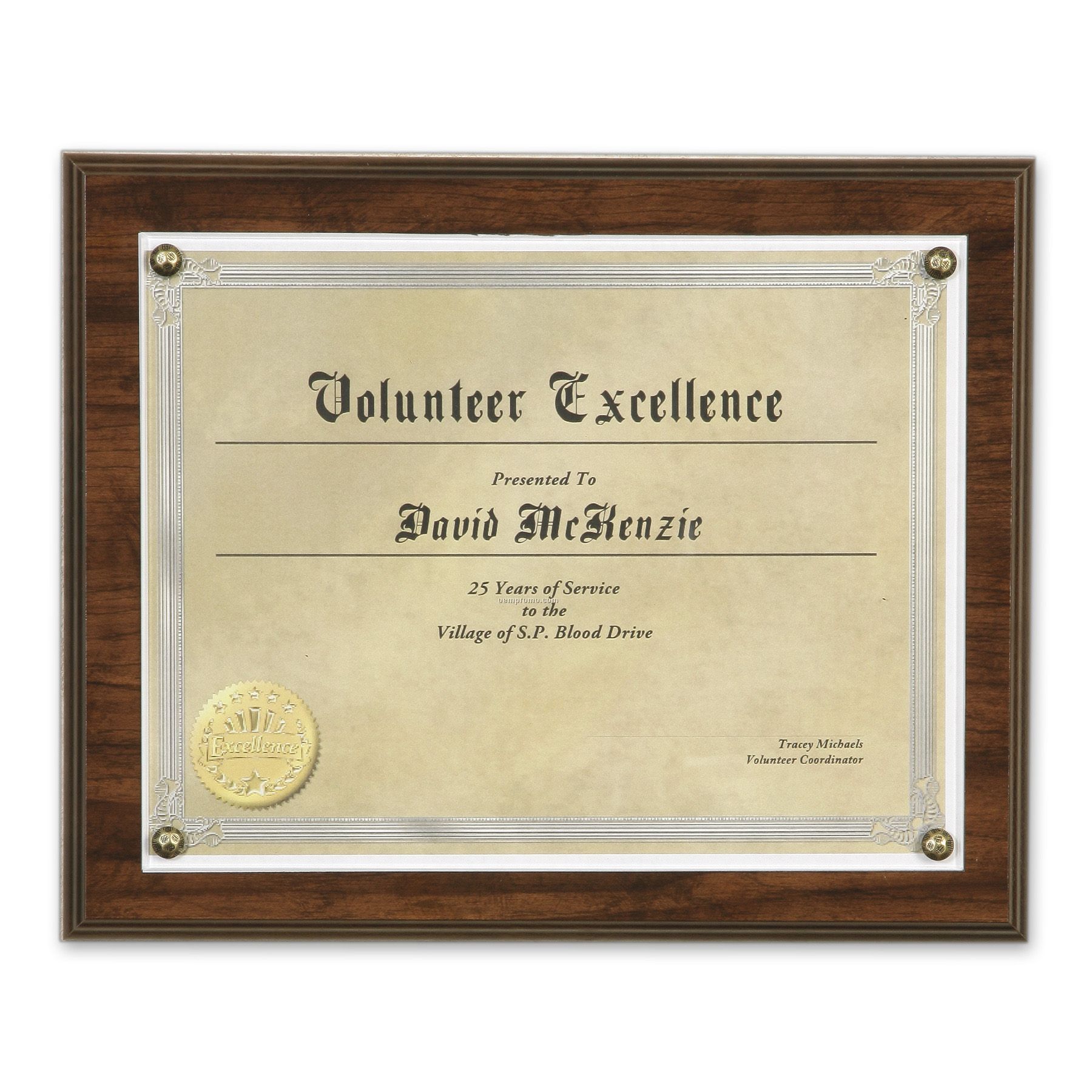 Merit Simulated Walnut W/ Clear Acrylic Certificate Holder