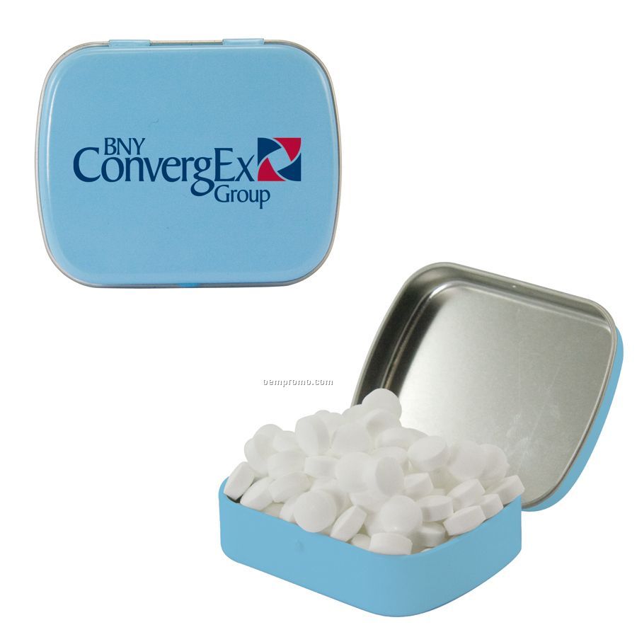 Small Light Blue Mint Tin Filled With Sugar Free Mints