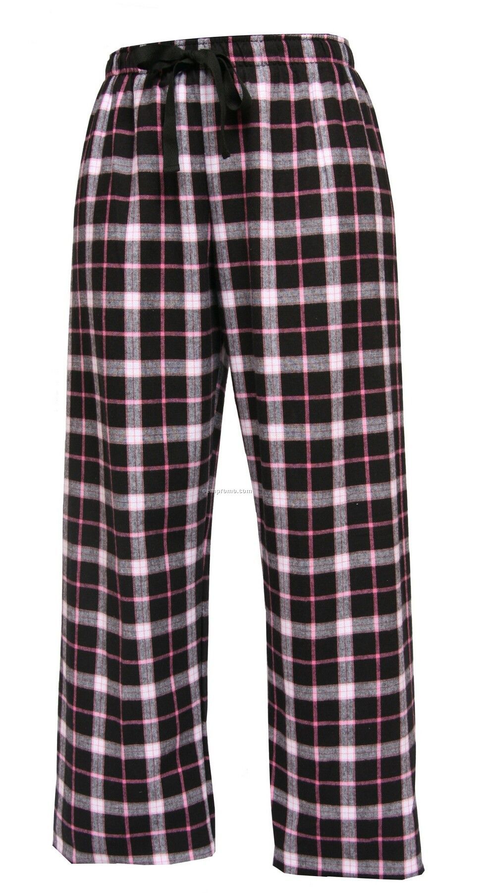 Youth Black/Pink Plaid Fashion Flannel Pant With Tie Cord