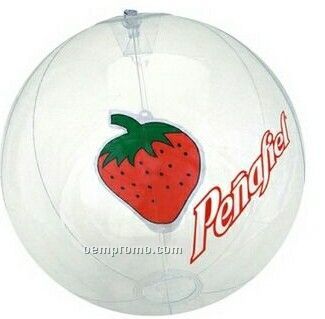 16" Inflatable Transparent Beach Ball W/ Strawberry Insert