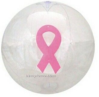 16" Inflatable Clear Beach Ball W/ Pink Ribbon Insert