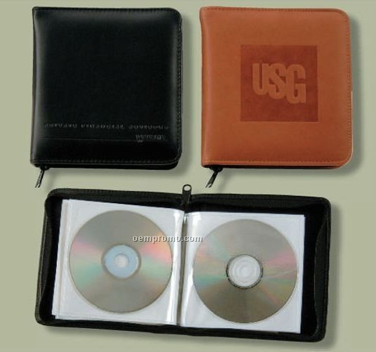 Bonded Leather DVD Holder W/ Protective Sleeves