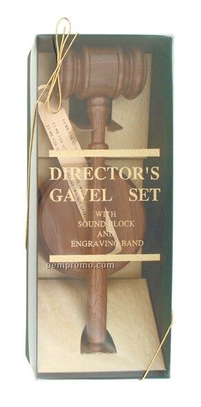 Director's Gavel Set; Including Gavel, Brass Gavel Band, Sounding Block