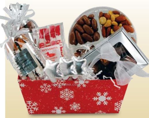 Small Snowflake Basket W/ Chocolates & Nuts
