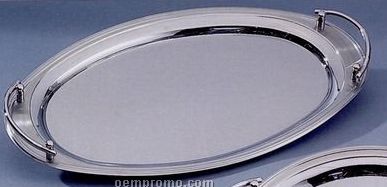 Stainless Steel Oval Non-tarnish Tray W/ Handles