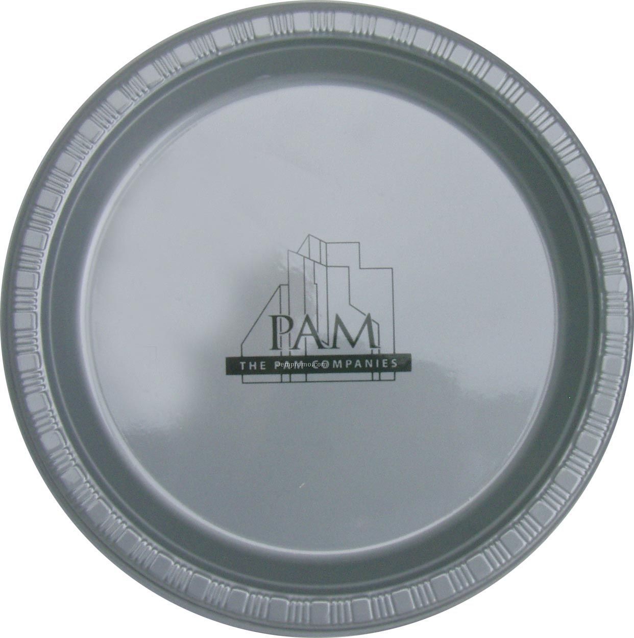 9" Round Silver Gray/ Shimmering Silver Colorware Paper Plate