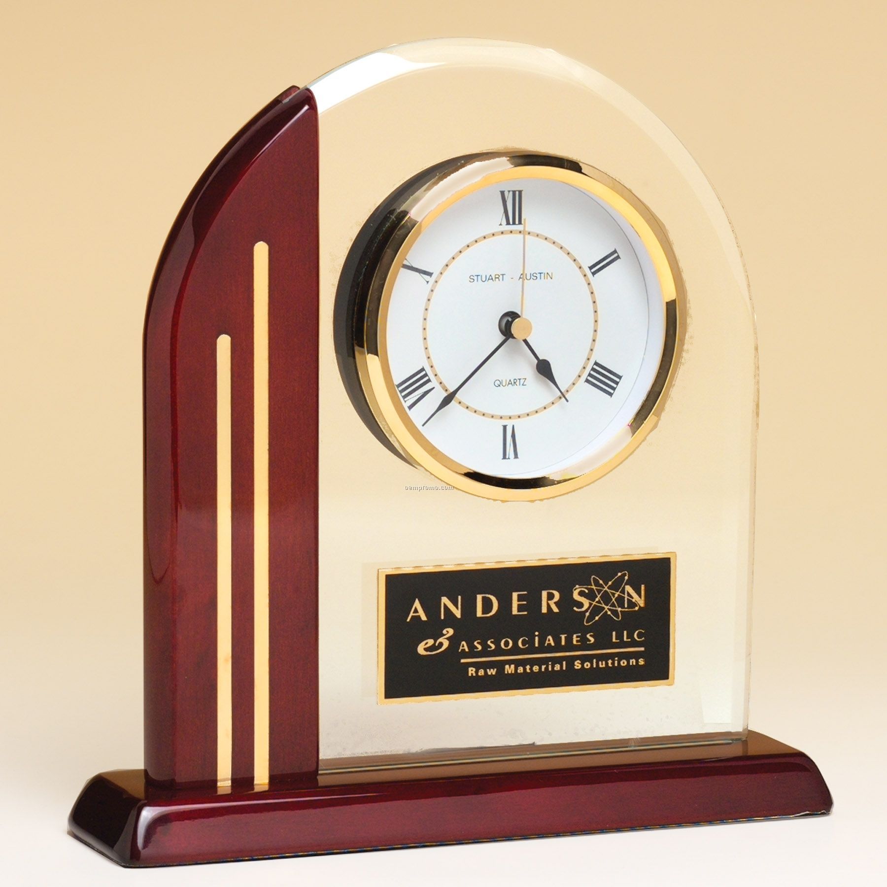 Arched Clock With Rosewood Piano Finish Post And Base