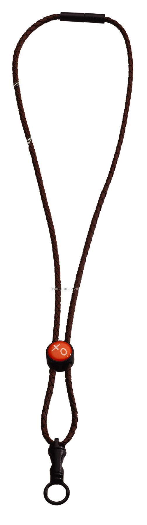 3/16" Braided Leather-like Cord Lanyard With Round Slider