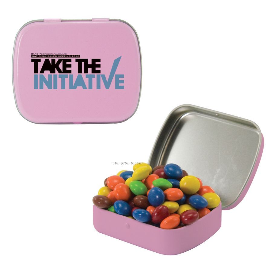 Small Pink Mint Tin Filled With Chocolate Littles
