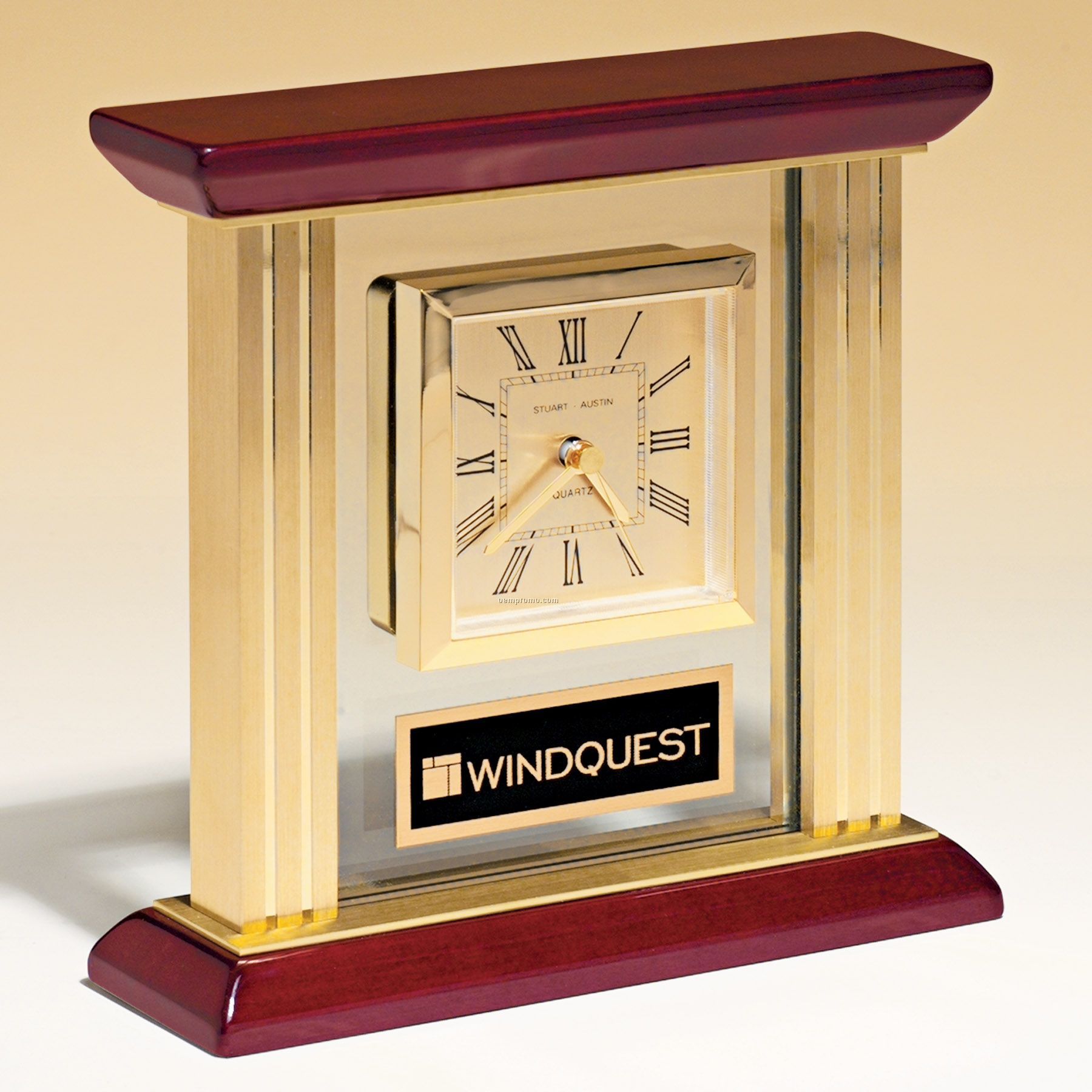 Traditional Clock With Gold Metal Columns