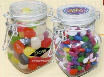Mini Hinged Top Glass Jar W/ Asst. Jelly Beans