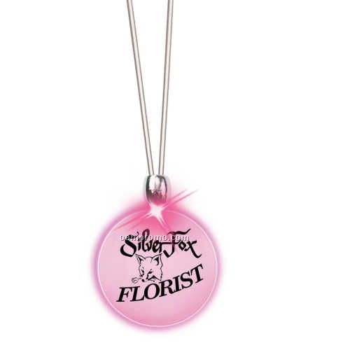 Necklace W/ Round Frosted Light Up Pendant - Pink