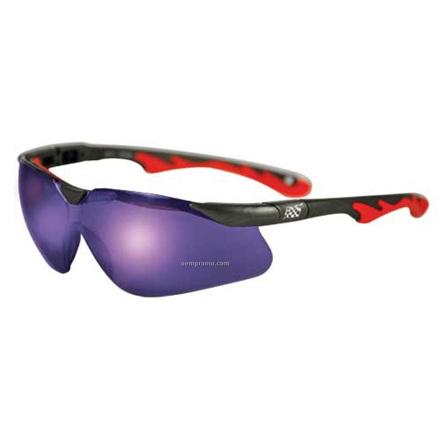 Premium Sports Style Safety Eyeglasses (Blue/Charcoal Gray/Orange)