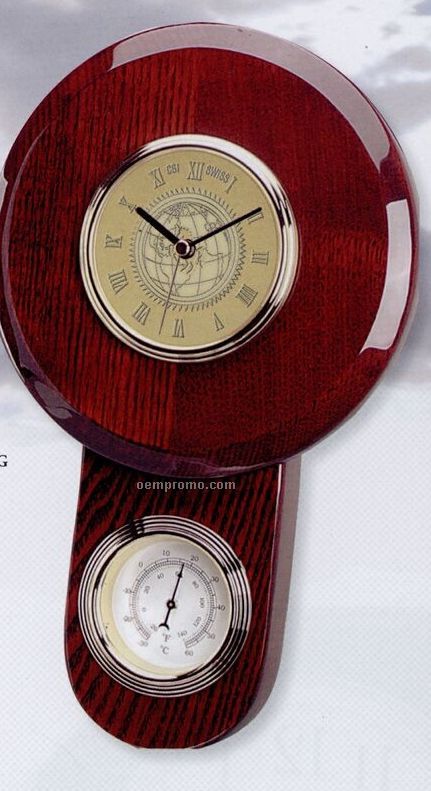 Prestige Wall Clock/ Weather Station - Silver Medallion