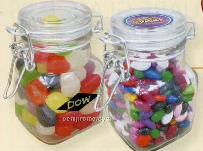 Mini Hinged Top Glass Jar W/ M&M's