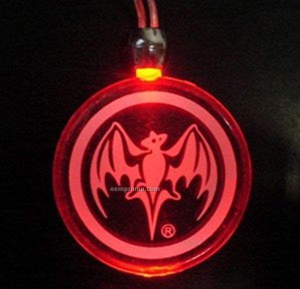 Necklace W/ Round Frosted Light Up Pendant - Red