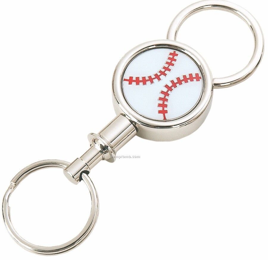 Valet Pull Apart Shiny Nickel Key Separator With Color Filled Baseball