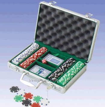 200 Piece Dice Poker Chips W/ Aluminum Poker Set (Screened)
