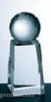 Optic Crystal World Globe With Tapered Column Base - Small